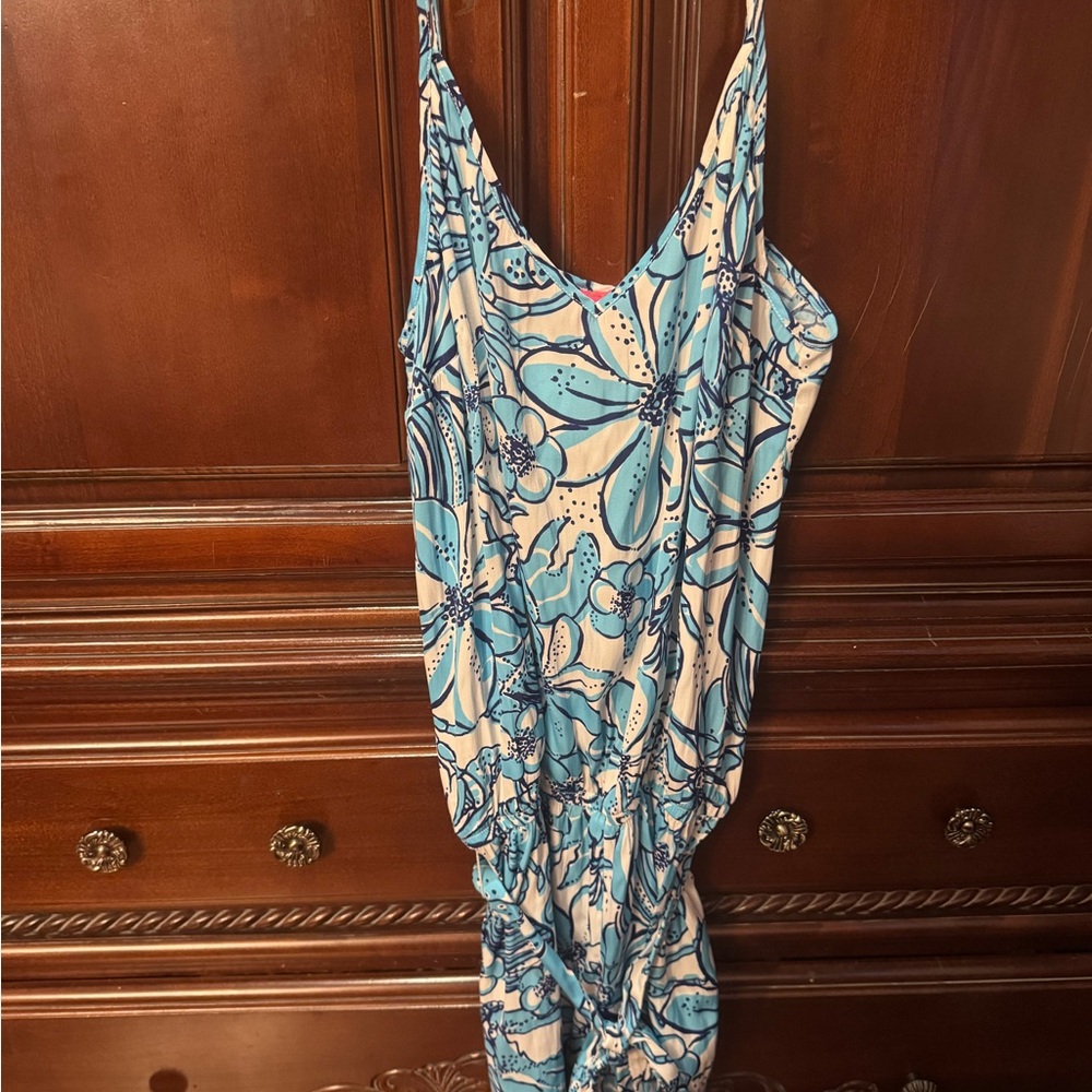 Blue and White Floral Jumpsuit